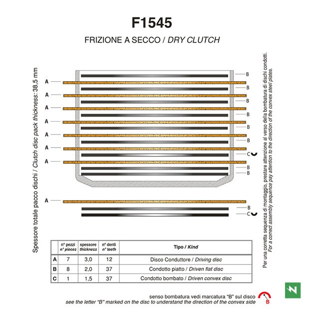 Imagen de SET COMPLETO DISCOS EMBRAGUE (F1545AC)
